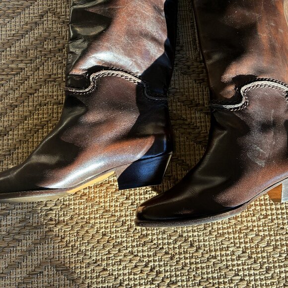 Botticelli 80s Dark Brown Leather Knee-High Boots Size 6.5 - Picture 14 of 16